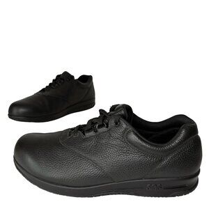 SAS Womens Slip Resistant Leather Comfort Sneakers Size 10.5 Black Nursing Shoes